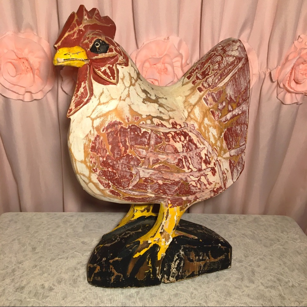 Distressed Wooden Rooster Decoration 🐓
